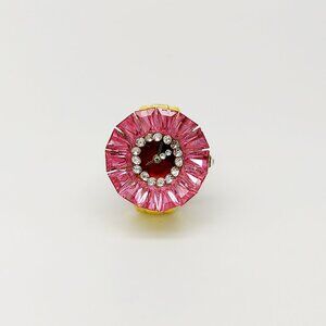 Prototype (1 of 1) Vintage red & clear crystals ring watch by migi (Unsigned) wo